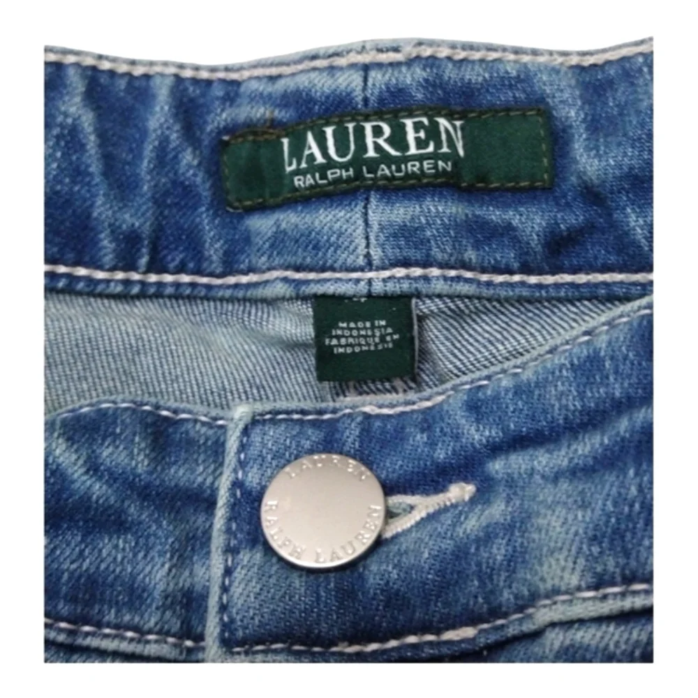 Ralph Lauren Blue Cropped Jeans with Lace Trim - Picture 4 of 8